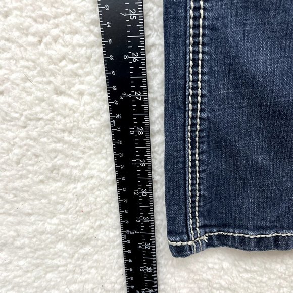 Y2K 2000s Low Rise Bootcut Flare Jeans Womens 6 27 Dark Wash Contrast Stitching - Picture 8 of 9